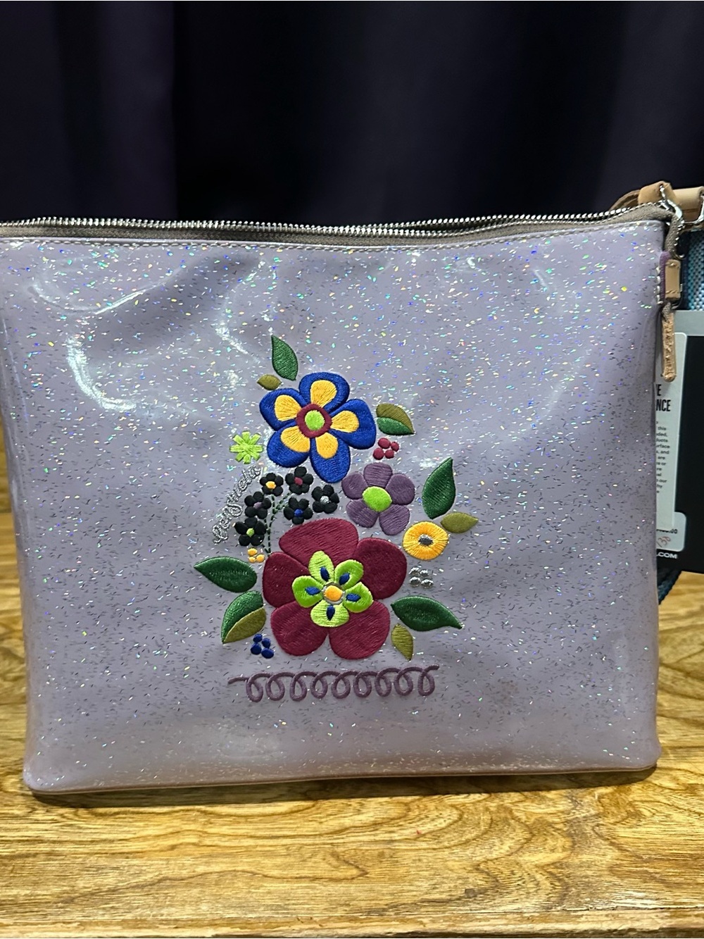 New Consuela Luna Downtown crossbody Lavender Glitter Floral embroidery - Picture 7 of 7